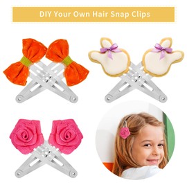 100 Pack Bulk 2 Inch 5 CM Small Metal Snap Hair Clips With Hole Silver Barrettes Hairpins Clips Thin Fine Bang Hair Holder Craft DIY Hair Accessories for Women Girl Kids