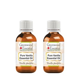 Greenwood Essential Pure Vanilla Essential Oil (Vanilla planifolia) Steam Distilled (Pack of Two) 30ml X 2 (2 oz)