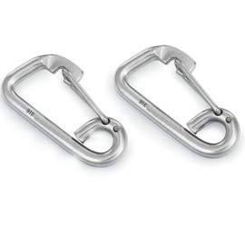 JY-MARINE Spring Snap Hook Heavy Duty 316 Stainless Steel Carabiner Flat Snap Hook with Latch Safety Clip Ship Boat Hook,2 Pack