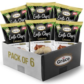 Grace Exotic Cassava Chips 2.5 oz - 6 Pack - Traditional Root Vegetable Crisps Crunchy Cassava Chips from the Andean Highlands - Kettle Cooked Gluten Free - Vegan Snack Packs)