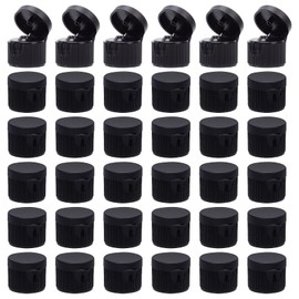OLYCRAFT 36pcs 20/410 Black Flip Top Caps Plastic Open Caps Replacement Flip-Top Cap 20mm Inner Diameter Dispensing Cap for Shampoo Moisturizer Squeeze Bottles - 0.12 inch Orifice