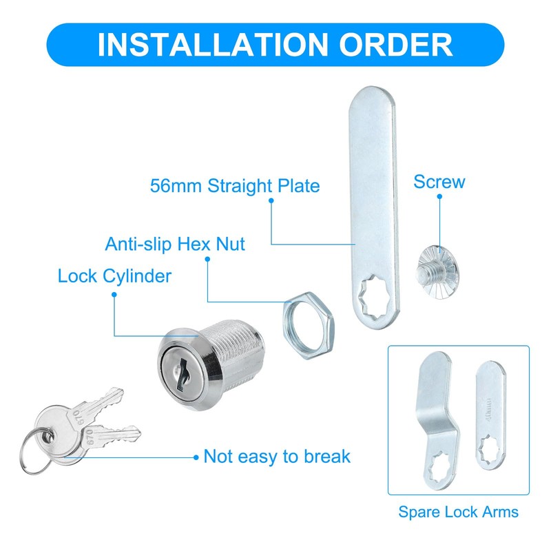PATIKIL 3/4 Inch Cabinet Locks with Keys, 20 Pack Zinc
