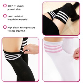 Cinsersr Thigh Highs Femboy 2 Pairs Thigh High Socks Knee Socks Overknee Stockings Women's Knee High Socks Extra Long Women's Socks Suitable for Cheerleading Sports Role Play, black