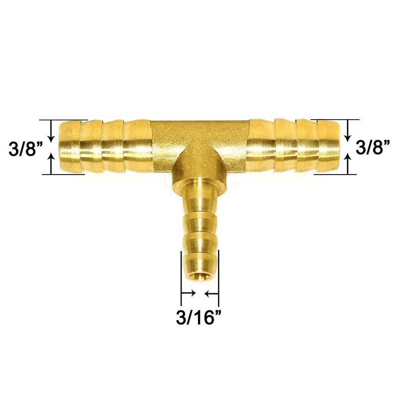 Joywayus 3/8"x3/16"x3/8" ID Hose Reduce Barb Tee 3 Way Union