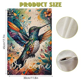 XUEXIANSHU Welcome Floral Garden Flag 12x18 Inch Double Sided, Summer Colorful Vibrant Hummingbird Yard Flag, Seasonal Small Farmhouse Yard Lawn Outdoor Home Decorations