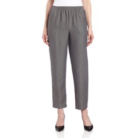 Alfred Dunner Women's Around Elastic Waist Polyester Short Pull-On Style Pants, Grey, 16 Petite