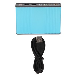 USB Sound Card 6 Channel 48kHz Sampling Rate Analog Play Recording External Sound Card for PC Laptop Computer Blue
