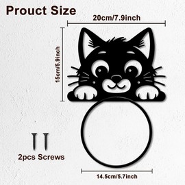 MAYJOYDIY Cute Cat Metal Towel Ring Cute Animal Towel Holder Peeping Cat Bath Towel Ring for Wall Black Art Towel Rack Wall Mounted for Bathroom Kitchen Towel Hanger Home Decors Gift