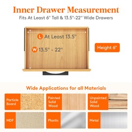 Lifewit 8 Pack Drawer Dividers Plastic 6" High, 13.5-22" Adjustable Drawer Organizers for Clothes, Expandable Dresser Separators in Bedroom/Bathroom/Kitchen/Fridge/Office Organization and Storage