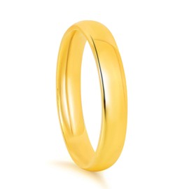 KAZITSAN 4mm Stainless Steel Ring High Polished Dome Gold Wedding Band for Women Men Comfort Fit Size 5