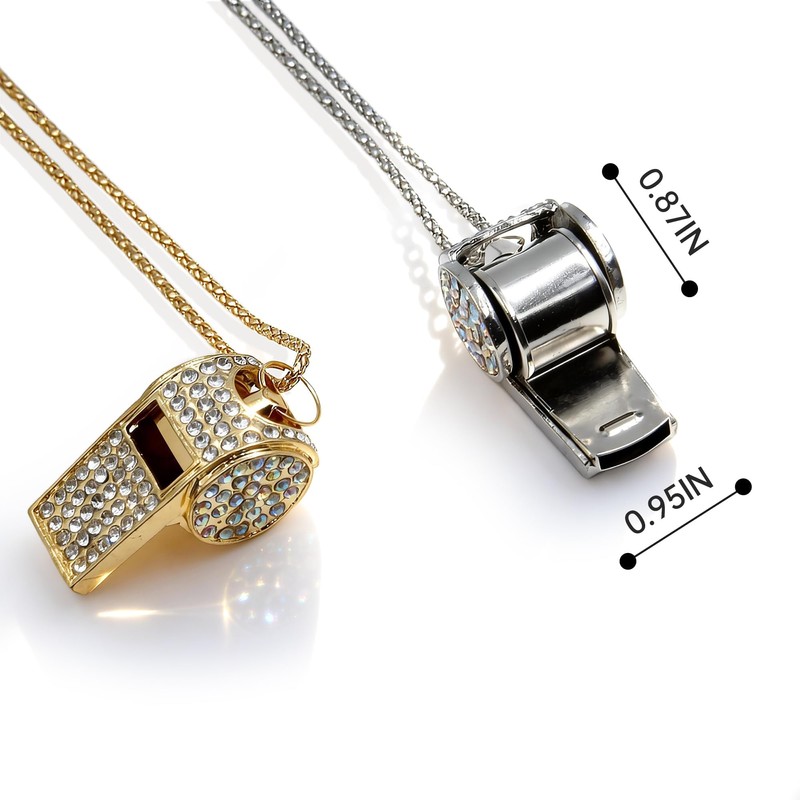 Sepco Metal Bling Whistle Necklace Crystal Rhinestone Whistle Pendant with