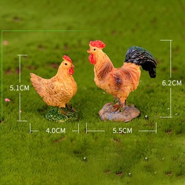 zalati Chicken Figurines 2pcs Rooster and Hen Resin Collectible Animal Figurines Decorative for Home Decor Garden Sculptures & Statues Trinket
