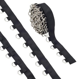 WEBEEDY 5 Yards Corset Grommet Trim Eyelet Tape 1.5cm Wide Black Clothing Sewing Trim with D Rings Button (10x13mm) for Garment Shirt Dress Skirt Decoration Silver Metal Corset Tape for Sewing