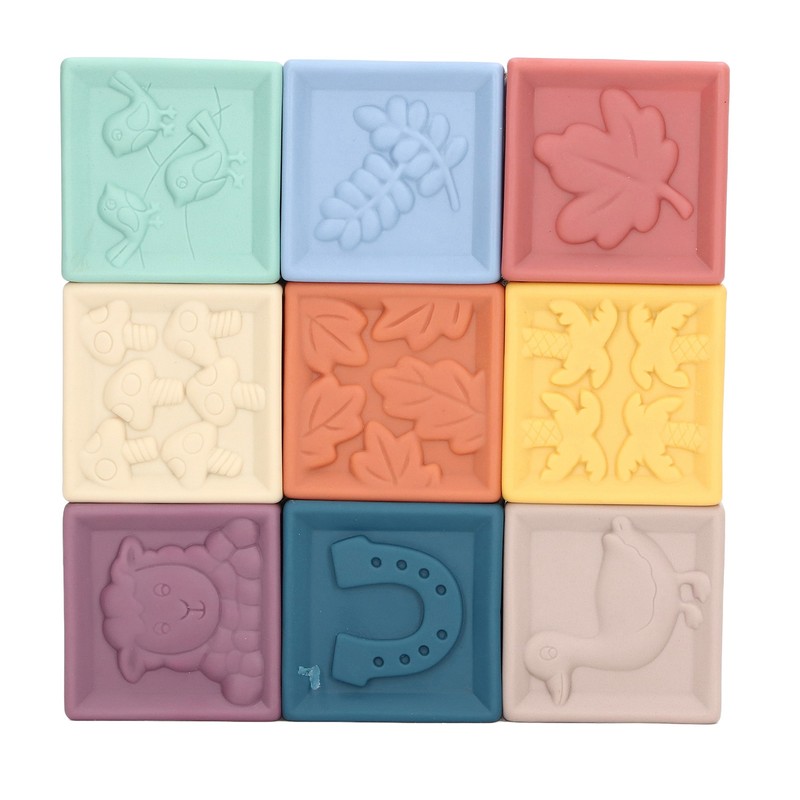 9pcs Baby Blocks Toy Soft Squeeze Chewing Educational Toddler Stacking