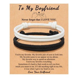 UNGENT THEM Christmas Gifts for Boyfriend Birthday Gift Ideas Presents Anniversary Cute I Love You Sweetest Valentines Day Gifts for Him BF Bracelet from Girlfriend