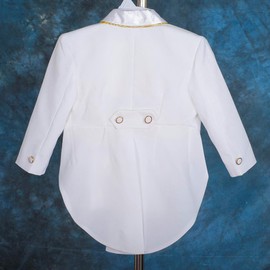 Lito Angels Boys 5 Piece Formal Tuxedo Suit Occasion Clothing Page Boy Suit Christening Suit - White Gold