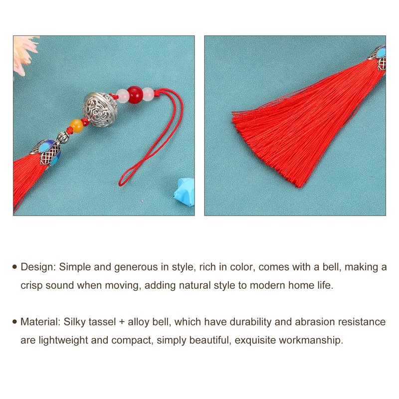 sourcing map Pendants with Tassels, Red Classic Bells Tassel Pendant