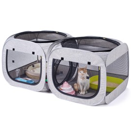 NAFU Foldable Pop-Up Square Pet Playpen with Large Compartment - Portable Indoor/Outdoor Cat Enclosure for Travel Camping - Puppy Kitten Cage, Collapsible Dog House & Cat Apartment