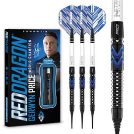 RED DRAGON Gerwyn Price Blue Ice SE 26 gram - Tungsten Professional Darts Set with Flights and Nitrotech Shafts (Stems)
