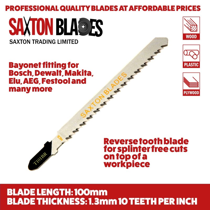 15 x Saxton Jigsaw blades Wood T101BR fit Bosch, Dewalt,