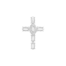 Amor Motif Pendant 925 Sterling Silver Women's Pendant with Synthetic Zirconia 2.2 cm White Cross Comes in Jewellery Gift Box 2039078, Sterling Silver, Cubic Zirconia