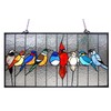 Chloe Lighting Tiffany-Glass Featuring Birds in The Cage Window Panel