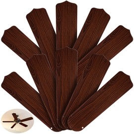 Lineshading 10Pcs Replacement Fan Blades for 42" 52" Ceiling Fan Waterproof Weatherproof Fan Blades Replacement for Broken Substitution Replacing Indoor Outdoor Summer(Wood Color,52 Inch)