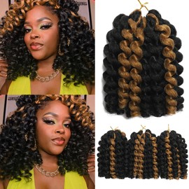 Wand Curl Crochet Braids Hair 8 Inch Jamaican Wand Curl Ombre Crochet Hair Jamaican Bounce Crochet Hair Colored Crochet Braids Ringlet Twist Hair Extension Crochet Hair(5PCS,1BP27)