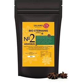 50 g organic star anise whole, intense in smell and taste, for cooking, decorating, baking. Saliamo