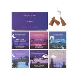 Folkulture Incense Cones Scented, Set of 6 Inscents-Cones (120 Cones) with Incense Cones Holder for Relaxation - Rosemary, Jasmine, Patchouli Incense, Aqua Oud, Lavender Incense Variety Pack (Sleep)