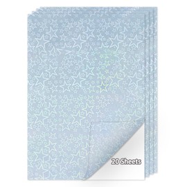 WANGHENG Printable Holographic Sticker Paper,20 Sheets 11.7 x 8.3''five-pointed star Printable Waterproof Sticker,Rainbow Vinyl Sticker for Inkjet or Laser Printer