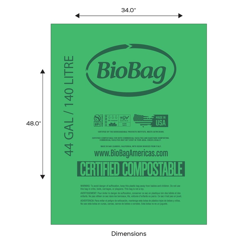 44 Gallon BioBag The Original Compostable Food Scrap Commercial Gallon