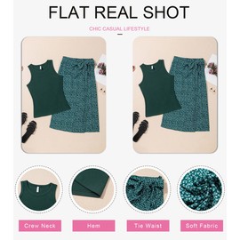 Dokotoo Beach Vacation Clothes for Women 2 Piece Outfits Sets Summer Holiday Casual Boho Tie Knot Skirt 2Pc Clothes Solid Sleeveless Shirts Tops Comfy Wrap Midi Skirt Sets Green XX-Large