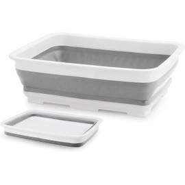 Mr Gadget's Solutions Foldable Collapsible Washing Up Bowl 7L Bucket Dishwashing Tray Camping Kitchen-white