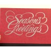 Vtg Christmas Card Pretty Red Card Silver Script “Season’s Greetings”