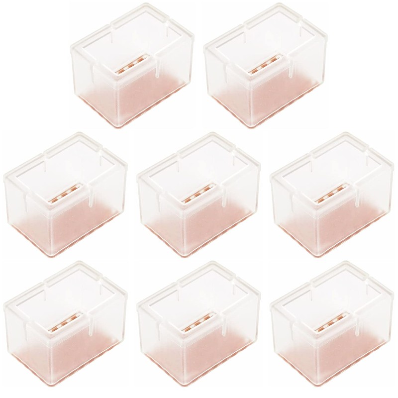ColorfylCoco Chair Leg Cap, Clear, Rectangular, Square, Square Shape, Set