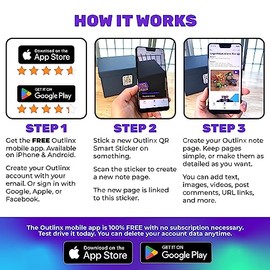 Outlinx OUTLINX QR Smart Stickers | Stick Digital Notes to Your Things | Blackout 4-Pack Bundle 32x Stickers