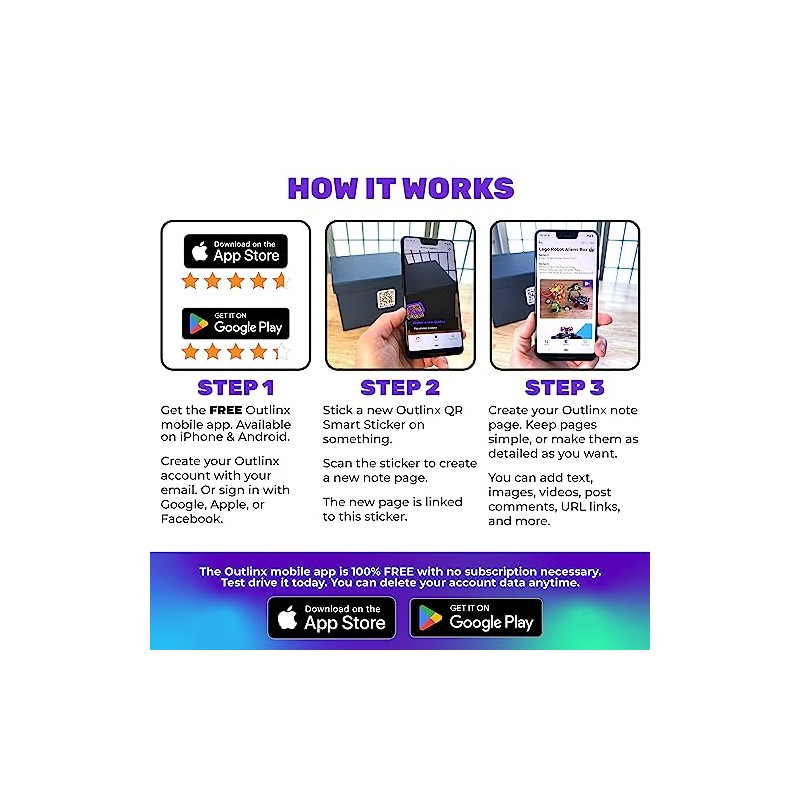 Outlinx OUTLINX QR Smart Stickers | Stick Digital Notes to
