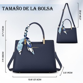 SDYSM Bolsas de Mujer,Bolsa de Mano de PU Bolso Bandolera Negra,Bolso Crossbody impermeable,Tote Bag Para Mujer Adecuado Para Casual,Compras,Cita.Azul