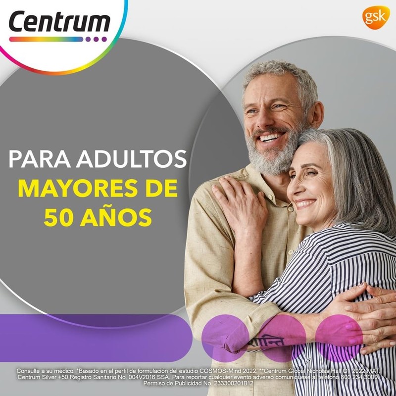 Centrum Silver +50 Multivitaminico, Con Vitamina B, Vitamina C, 30