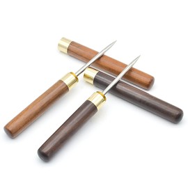 2 Pcs Ice Pick with Wooden Handle and Cover, 5.5 Inch Silver Stainless Steel Ice Crusher for Ice Breaking at Home and Bar (small)