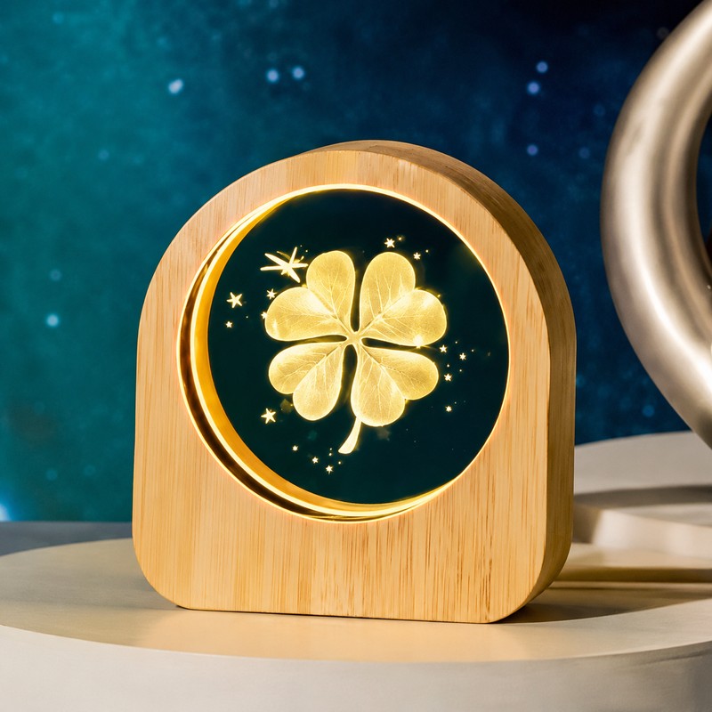 LED Galaxy Crystal Ball with Wooden Base for Home Decor