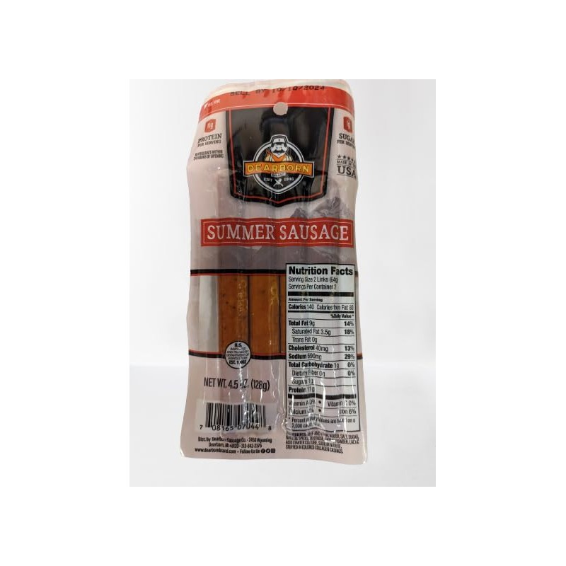 Dearborn Brand Summer Sausage 4.5 oz - Bursting with Flavor,