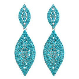 EVER FAITH Light Blue Earrings Sparkly Crystal Teardrop Statement Dangle Drop Earring for Women Costume Jewellery