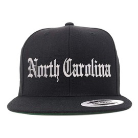 Trendy Apparel Shop North Carolina State Old English Embroidered Flatbill Cap - Black