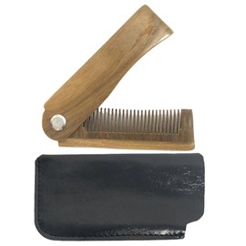 SAFIGLE 1Set Folding Wooden Beard Comb with Case Multi Functional Pocket Hair Comb for Men for Beard Grooming and Styling Portable and Compact Design for Home Travel
