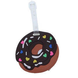 Fun Food Luggage Tags Travel Tag With Clear Strap - Brown Donut