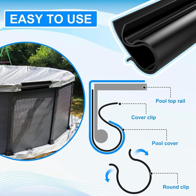 64 Pcs Pool Cover Clips, 2 Shapes Winter Swimming Pool