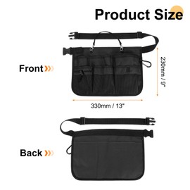 sourcing map Oxford Waist Tool Apron 13"x9" Adjustable Garden Tool Belt Bag Work Apron with 6 Pockets for Men and Women Woodworking Pouch, Black