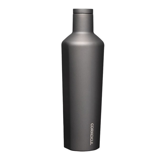 Corkcicle Insulated Canteen Travel Water Bottle, Triple Insulated Stainless Steel, Easy Grip Flat Sides and Screw-on Cap, Keeps Beverages Cold for 25 Hours or Warm for 12 Hours, 25 oz, Ceramic Slate